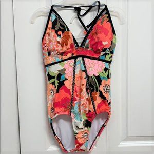 Time & Tru One Piece Bathing Suit S Bright Floral